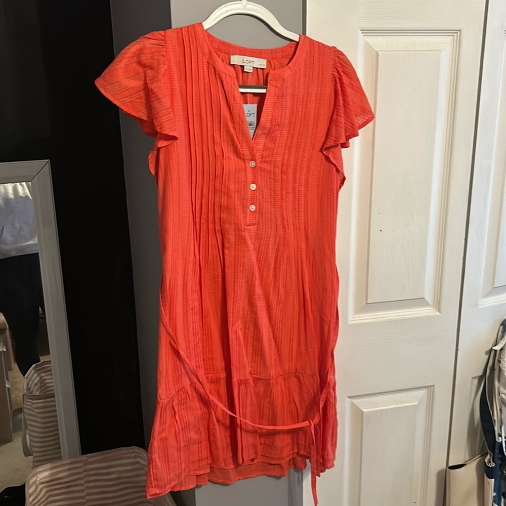 Loft pink/orange work dress